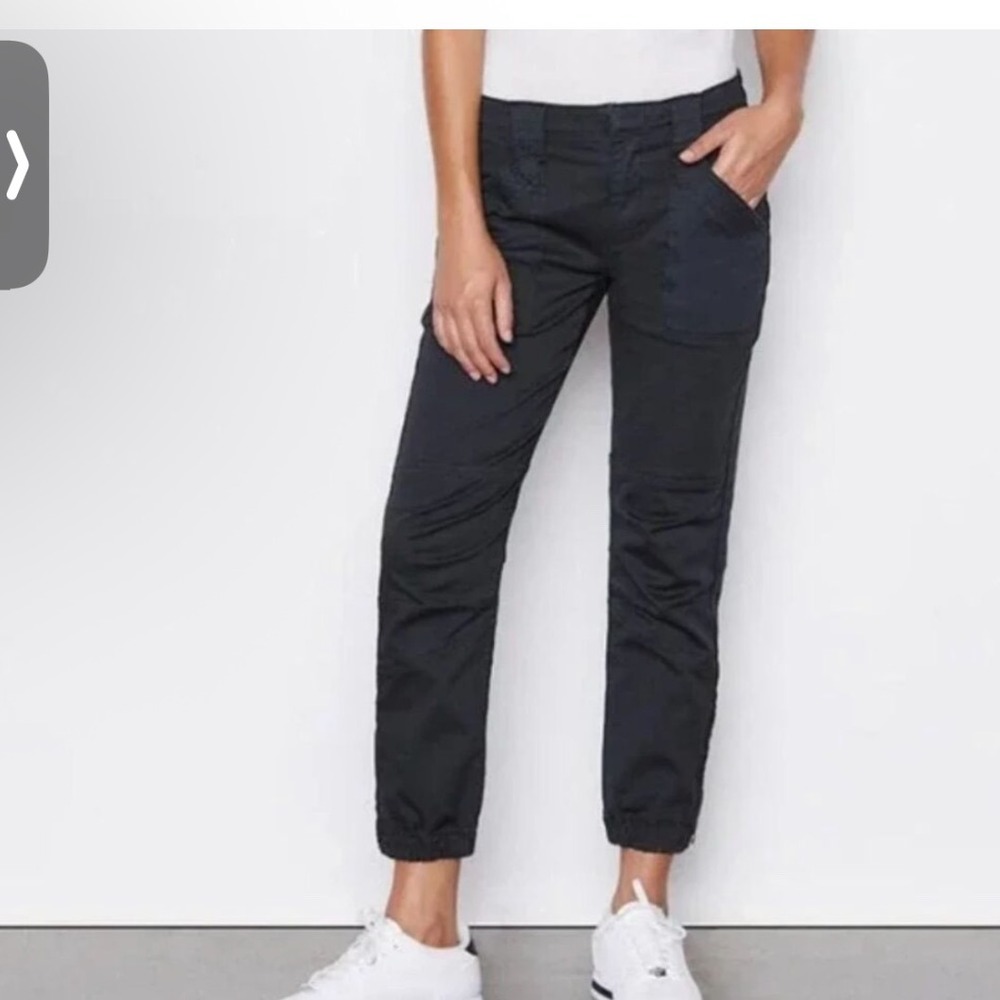 FRAME Denim Overdye Trapunto Black Jogger Pants Size 25 Zip Detail Casual